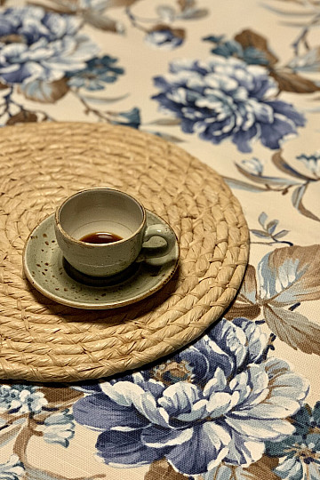 Nappe LAURA - grandes fleurs bleues