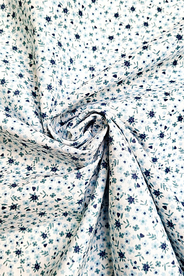 Tissu en coton TOMETA fleur bleu