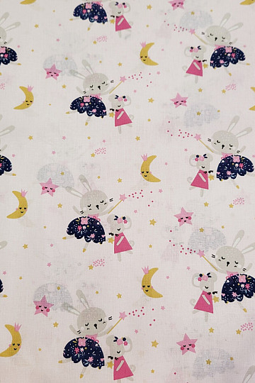Tissu en coton SOURIS ROSE