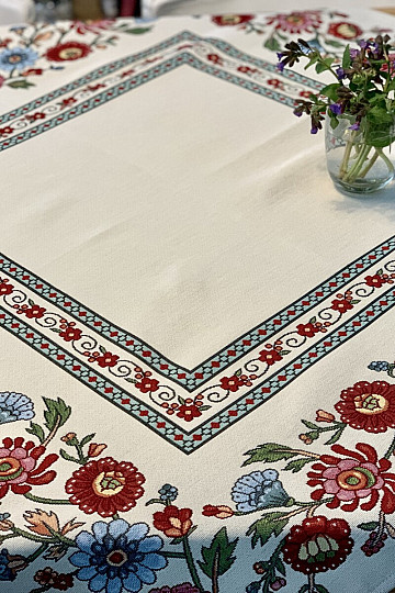 Nappe tapisserie, foulard FLEURS PEINTES