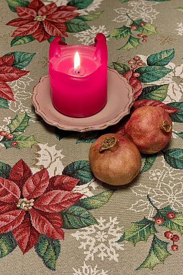 Nappe tapisserie, écharpe ETOILE DE NOËL ROUGE