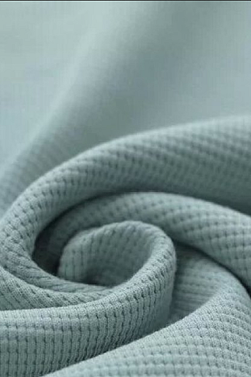 Maille coton tissage gaufré - gris-vert
