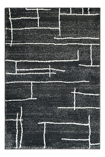 Pièce tapis DOUX peinture toile lignes gris foncé