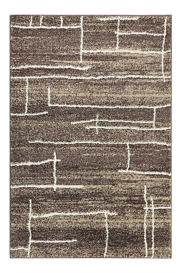Pièce tapis DOUX toile de peintre lignes marron