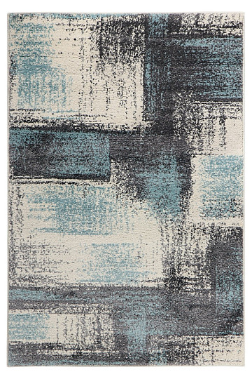 Pièce tapis DOUX peinture toile gris/bleu