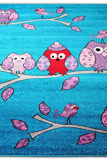 Tapis enfant BELLA CHOUETTE turquoise