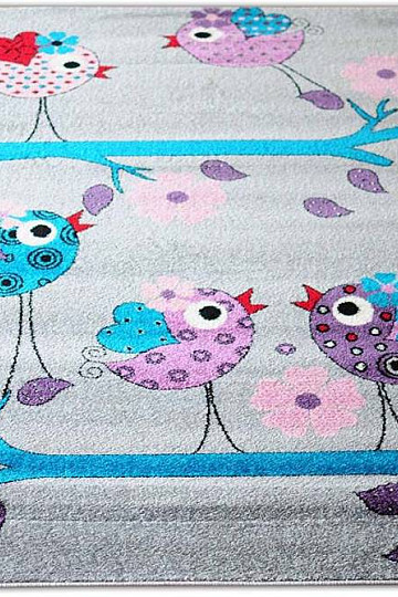 Tapis enfant BELLA BIRDS gris