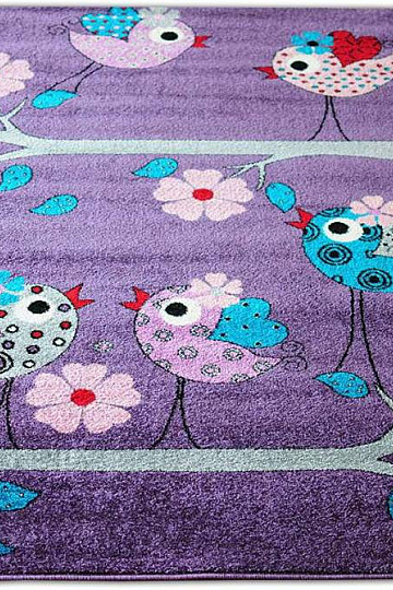 Tapis enfant BELLA BIRDS lilas