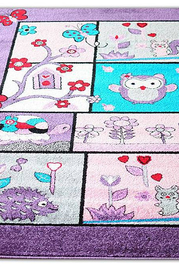 Tapis enfant ANIMAUX lilas