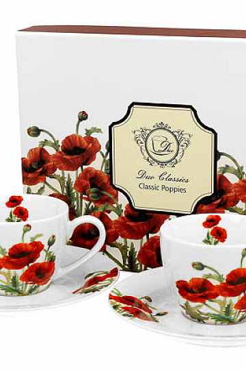 Ensemble tasse et soucoupe coquelicots classiques 90 ml