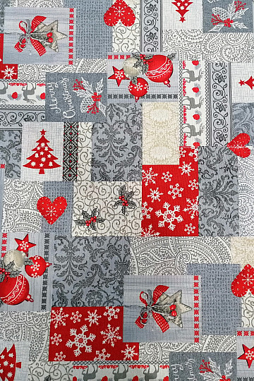 Tissu déco PATCHWORK Noël gris