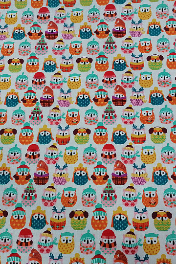 Tissu coton coloré OWLS IN WINTER