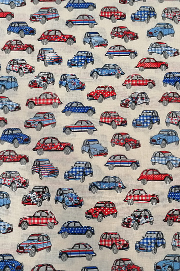 Tissu en coton CARS rouge-bleu