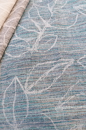 Tissu déco FLORENTI feuilles bleu