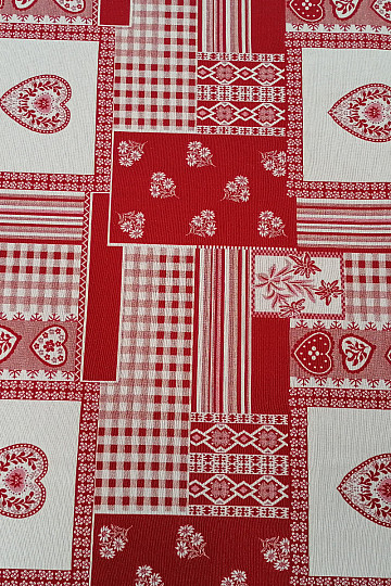 Tissu décoratif COEUR fleur II combinaison jacquard