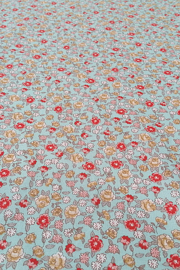 Tissu coton SARINA fleurs bleu