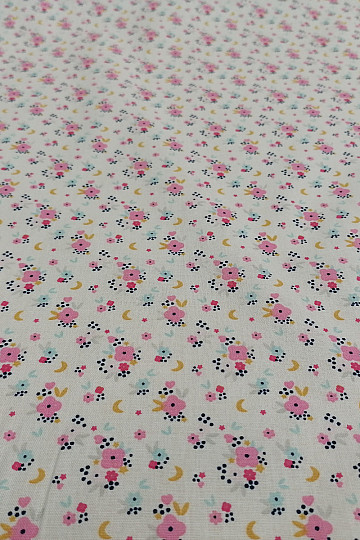 Tissu coton FLEDI fleur rose