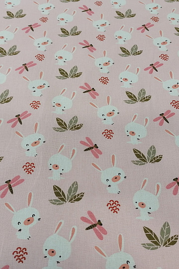 Tissu coton BUNNY rose