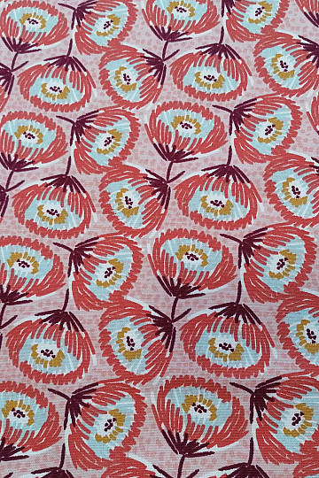 Tissu coton GRANDES FLEURS ROUGES