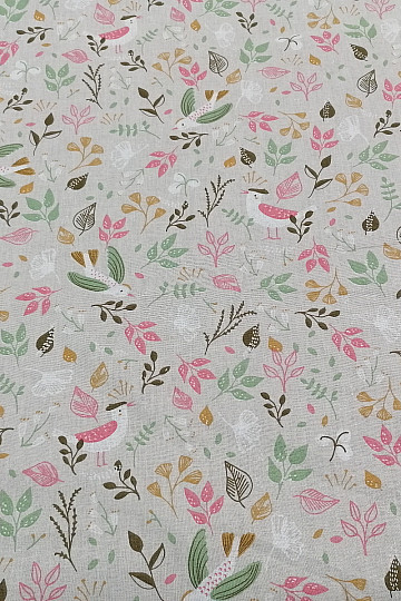 Tissu coton OISEAUX gris