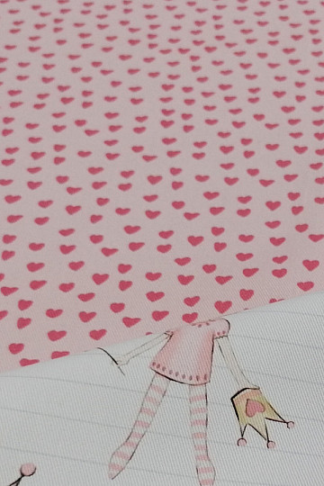 Tissu décoratif pour enfants COEURS ROSE petit