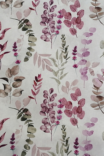 Tissu déco FEUILLES lilas