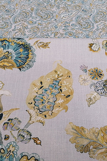 Tissu déco FLEURS bleu