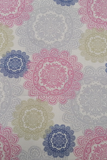 Tissu déco MANDALA rose-gris