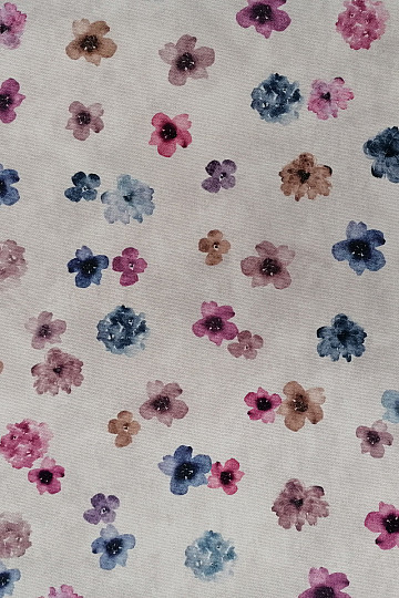 Tissu déco FLEURS violet-bleu