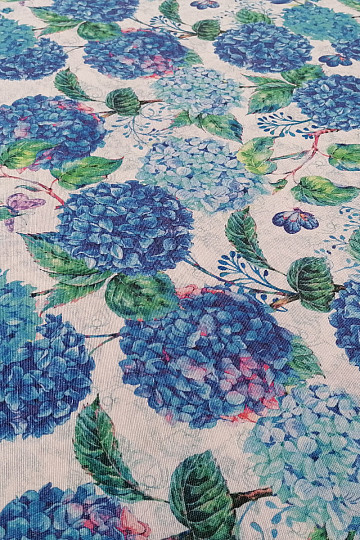 Tissu déco hortensias bleus