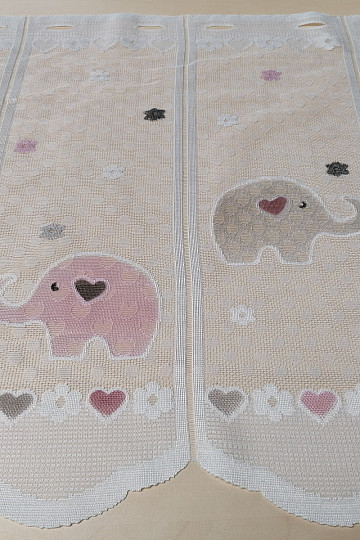 Rideau enfant sur vitrail - jacquard ELEPHANTS II