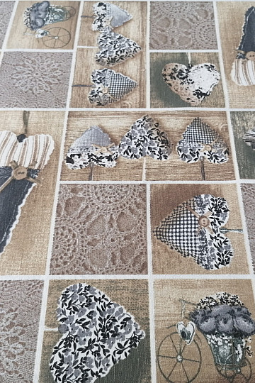 Tissu décoratif SRDÍČKA LIDIA gris