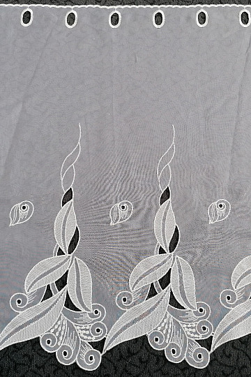 Rideau vitrail - voile à feuilles brodées 1696