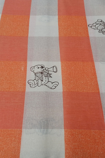 Tissu coton Carreaux Ours - orange