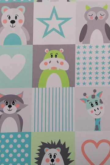 Tissu déco BLACK-OUT Animaux turquoise