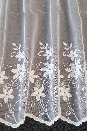 Rideau brodé de luxe H1/2913/175/01 blanc