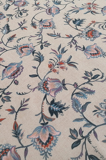 Tissu déco PETITE FLEUR BLEUE
