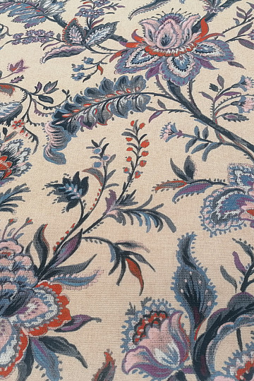Tissu déco GRANDE FLEUR BLEUE
