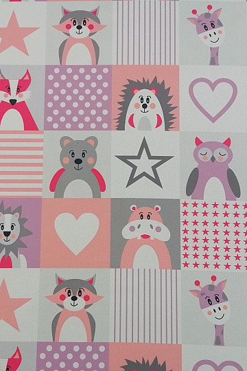 Tissu déco BLACK-OUT Animaux rose-violet