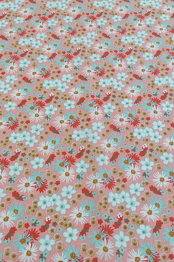 Tissu coton ZINIA fleurs de pêche