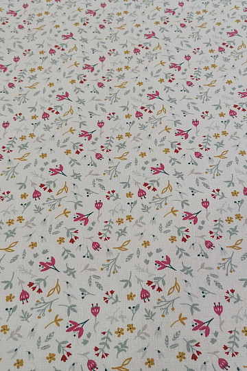 Tissu coton AZRA fleurs blanc