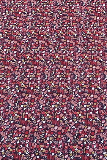 Tissu coton AXEA fleurs marron-violet