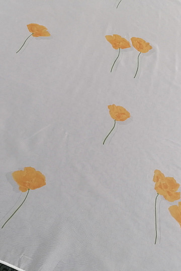Rideau voilage blanc - coquelicots orange