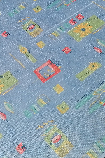 Rideau dense bleu avec fleurs et feuilles 155 cm