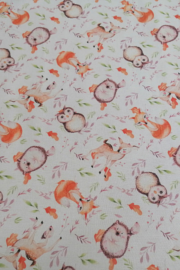 Tissu en coton Hiboux et cerfs