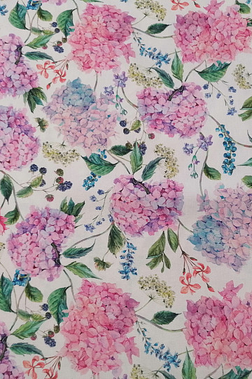 Tissu déco hortensia et mûre