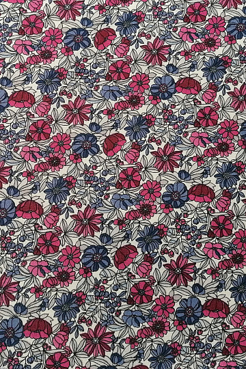 Tissu coton APOLÉNA fleurs violet-bordeaux