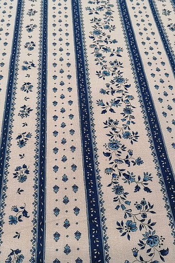 Tissu coton MAJOLIKA rayure bleue