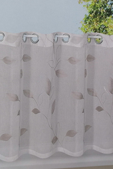 Rideau fini GERSTER feuilles gris-beige 50x150 cm