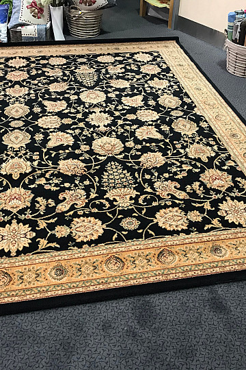 Tapis de luxe en laine PRAGUE noir / beige